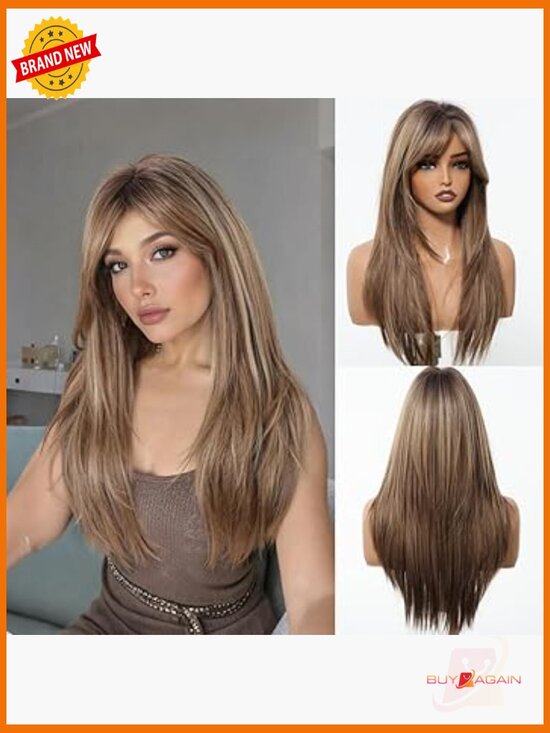 Long Straight Human Hair Wig with Bangs Heat Resistant Natural Look Daily Wear main image 4